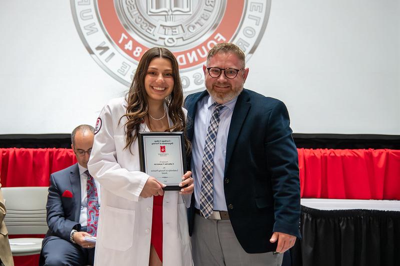 Professor J. Alex Thompson and Catherine Casanovas ?23, recipient of the Leadership in Nursing Pr...